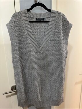 Eloquii Light Gray Textured V-Neck Knit Tunic Vest Sz 18/20